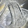 Купить Конфетница-корзинка с резным геометрическим декором, хрусталь, алмазная грань, Польша, 1970-1990 гг.