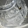 Купить Конфетница-корзинка с резным геометрическим декором, хрусталь, алмазная грань, Польша, 1970-1990 гг.