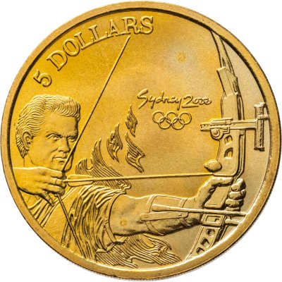 купить Австралия 5 долларов (dollars) 2000 "Олимпийские игры в Сиднее - Стрельба из лука"