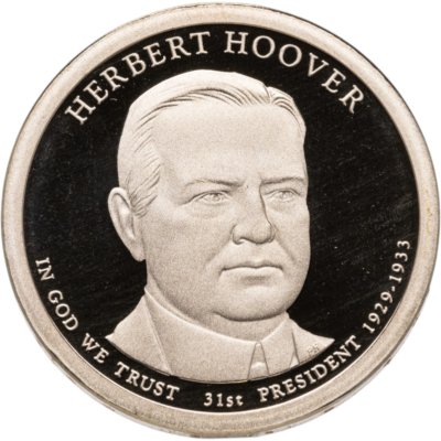 купить США 1 доллар (dollar) 2014 S "31-й президент США - Герберт Гувер", знак монетного двора "S" - Сан-Франциско