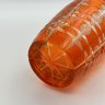 Купить Ваза  "Подарочная" оранжевого цвета с геометрическим декором,  автор Новиков А.И., цветное стекло, алмазная грань, Стекольный завод «Красный май», СССР, 1950-1980 гг.