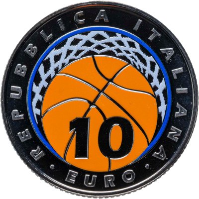 купить Италия 10 евро 2021 "100 лет Итальянской федерации баскетбола" в футляре с сертификатом