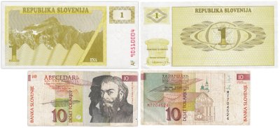 купить Словения нбор из 2 банкнот 1 и 10 толаров 1990-1992
