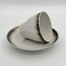 Купить Пара чайная, декорированная ажурным орнаментом, фарфор, крытье, золочение, Барановский фарфоровый завод, СССР, 1950-1960 гг.