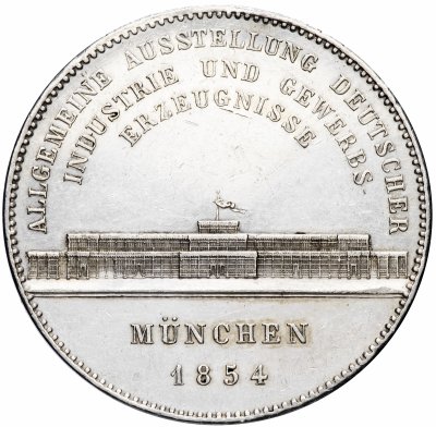 купить Бавария 2 талера 1854 "Стеклянный дворец в Мюнхене"