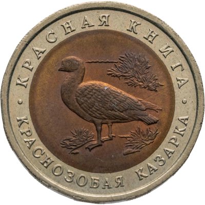 купить 10 рублей 1992 ЛМД Краснозобая казарка - Красная книга