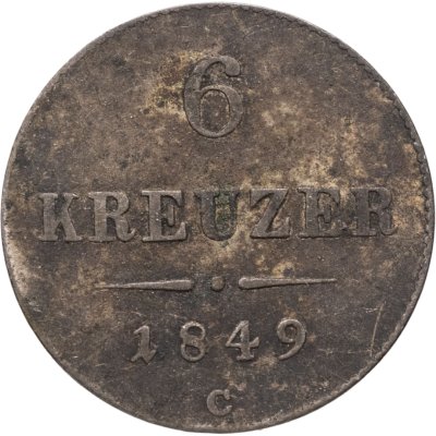купить Австрия 6 крейцеров (kreuzer) 1849, знак монетного двора "C" - Прага
