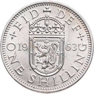 купить Великобритания 1 шиллинг (shilling) 1963 Шотландский герб - атакующий лев внутри коронованного щита