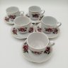 Купить Кофейный сервиз с цветочным декором на 5 персон (13 предметов), фарфор, деколь, золочение, Болгария, 1970-1980 гг.