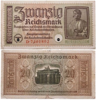 купить Германия, Третий Рейх 20 марок 1940-1945