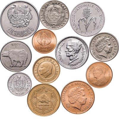 купить Набор из 12 монет разных стран мира 1985-2022