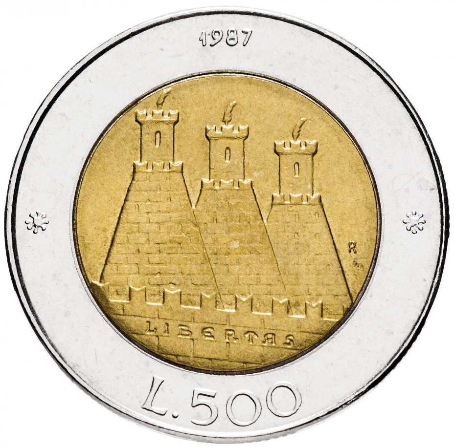 купить Сан-Марино  500 лир 1987 "15 лет возобновлению чеканке монет"