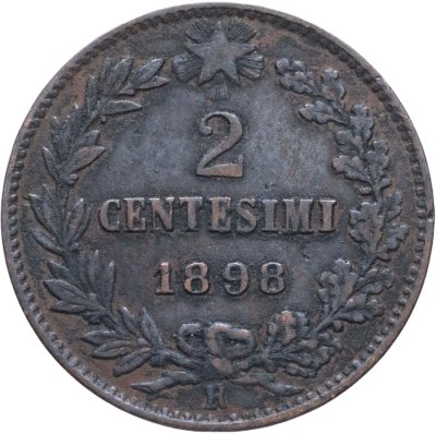 купить Италия 2 чентезимо (centesimi) 1898