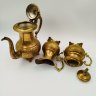 Купить Чайный набор в восточном стиле с рельефным растительным орнаментом, состоящий из кофейника, сахарницы, молочника и подноса, латунь, Индия, 1970-1990 гг.