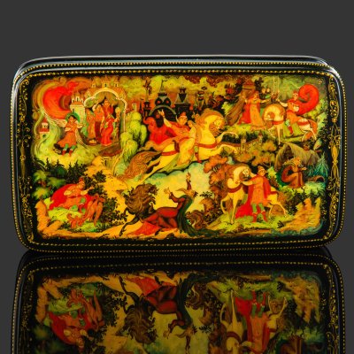 купить Шкатулка (лаковая миниатюра) "Марья-Маревна", автор Л. Бронницкая, папье-маше, лак, роспись, Палех, Россия, 1980-2000 гг.