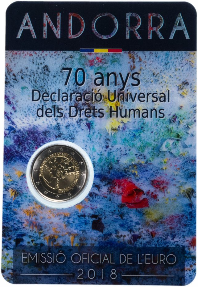 купить Андорра 2 евро 2018 "70 лет Всеобщей декларации прав человека" в буклете