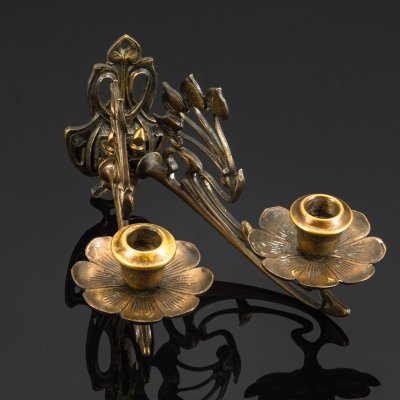 купить Подсвечник (бра) на 2 свечи в стиле Модерн, металл, тонировка, Европа, 1930-1960 гг.