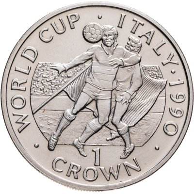 купить Гибралтар 1 крона 1990 "Чемпионат мира по футболу 1990 - два игрока, мяч вверху"