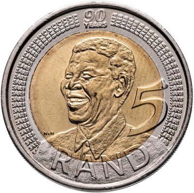 купить ЮАР 5 рандов (рэндов, rand) 2008 "90 лет со дня рождения Нельсона Манделы"