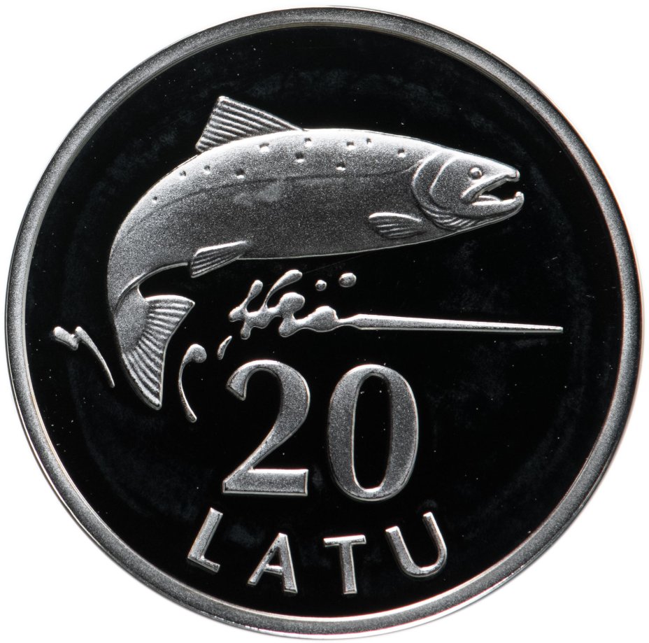 купить Латвия 20 латов 2013 "Серебряный лосось" в футляре с сертификатом