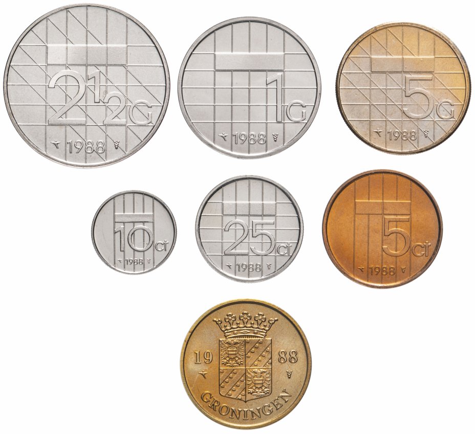 купить Нидерланды набор монет 1988 (6 монет+жетон)