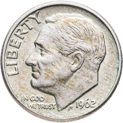 купить США 10 центов (дайм, one dime) 1962 "Silver Roosevelt Dime (Рузвельт)", знак монетного двора "D" - Денвер
