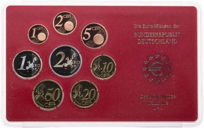 купить Германия 2003 набор из 8-ми монет евро Proof в официальном пластике Монетный двор Карлсруэ G