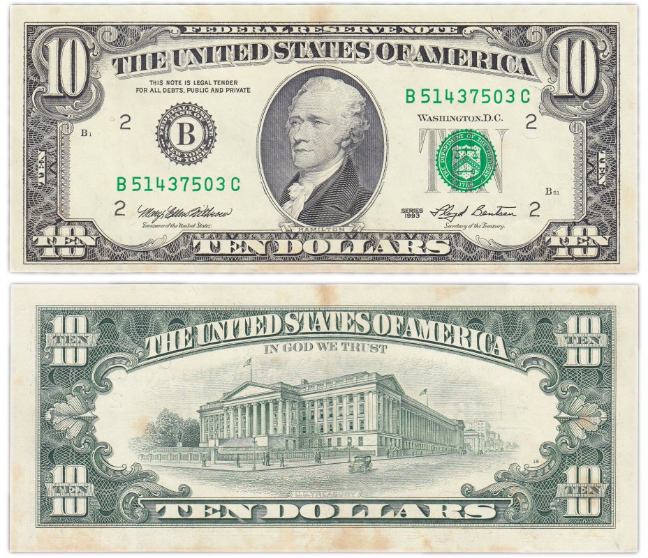 купить США 10 долларов 1993 (Pick 492) B - Нью Йорк