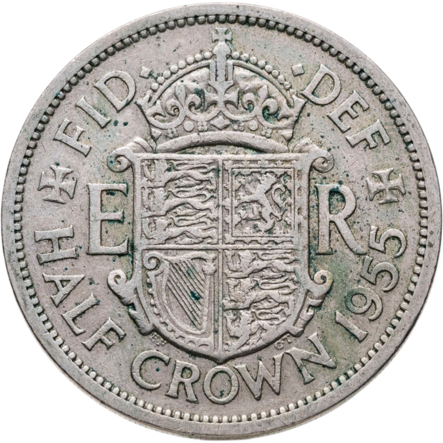 Монета Великобритания 1/2 кроны 1955 стоимостью 480 руб.