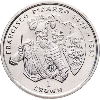 купить Остров Мэн 1 крона (crown) 2000 Мореплаватели - Франсиско Писарро