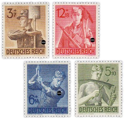 купить Германия, Третий Рейх набор из 4 марок 1943 "Имперская служба труда. Рабочие"
