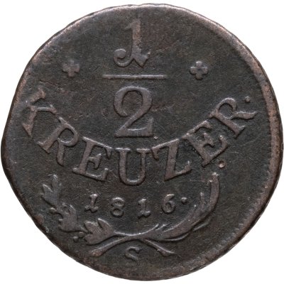 купить Австрия 1/2 крейцера (kreuzer) 1816, знак монетного двора "S" - Смолник