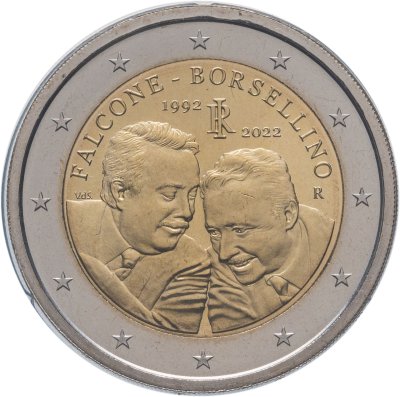 купить Италия 2 евро (euro) 2022 30 лет со дня смерти судей Джованни Фальконе и Паоло Борселлино, в оригинальном блистере