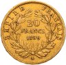 Купить Франция 20 франков (francs) 1859 Знак монетного двора: "A" - Париж