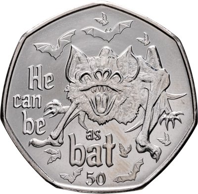 купить Гибралтар 50 пенсов (pence) 2022 "125 лет публикации Дракулы - Он может быть как летучая мышь"