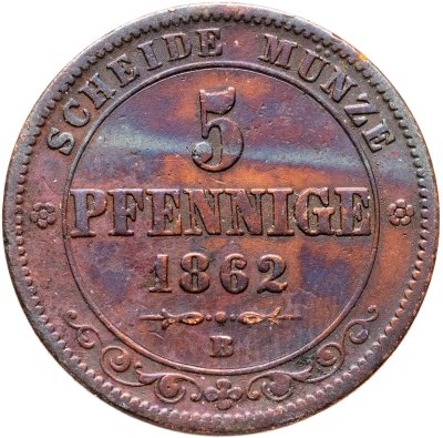 купить Германия (Саксония) 5 пфеннигов (pfennig) 1862