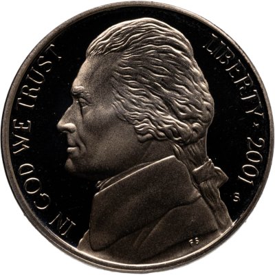 купить США 5 центов (cents) 2001 S Proof "Jefferson Nickel (Джефферсон)" знак монетного двора "S" - Сан-Франциско