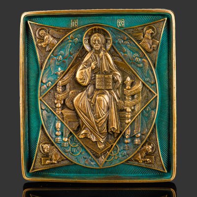 купить Икона "Спас в Силах" на подставке, медь, латунь; в кожаном чехле, Российская Федерация, 2025 г.