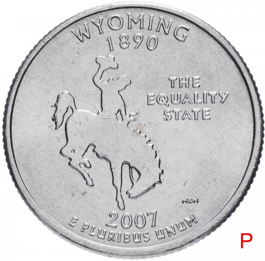 купить США 1/4 доллара (квотер, 25 центов) 2007 P "Штат Вайоминг"