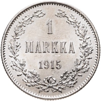 купить 1 марка 1915 S Российская Финляндия в слабе Монетник.ру UNC det. (чистка)