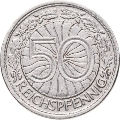 купить Германия 50 рейхспфеннигов (reichspfennig) 1927 знак монетного двора "А" — Берлин