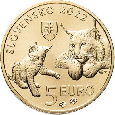 купить Словакия 5 евро 2022 "Флора и фауна Словакии -Евразийская рысь"