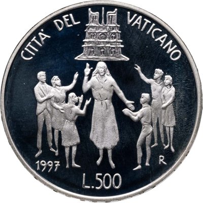 купить Ватикан 500 лир (lire) 1997 "XII Всемирная конференция молодежи" в футляре