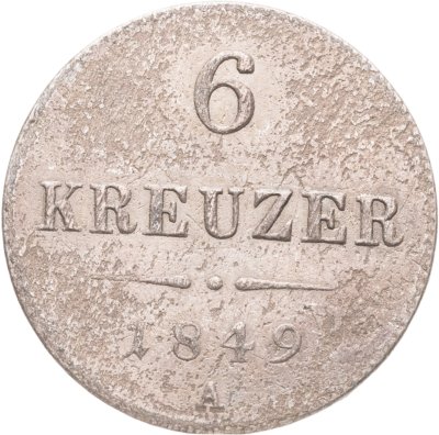 купить Австрия 6 крейцеров (kreuzer) 1849, знак монетного двора "A" - Вена