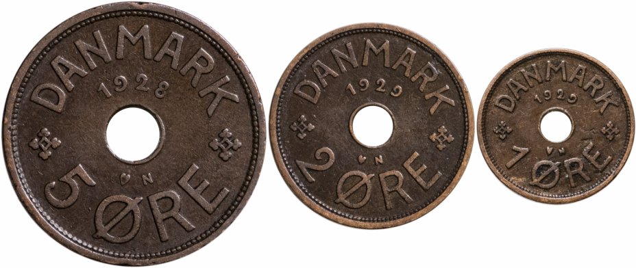 купить Дания, набор из 3 монет 1928-1929