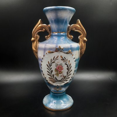 купить Ваза-амфора с цветочным декором, керамика, глазурь, аэрография, печать, роспись, золочение, Европа, 1970-2000 гг.