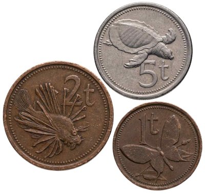 купить Папуа - Новая Гвинея набор монет 1-5 тойя 1987-1996 (3 штуки)