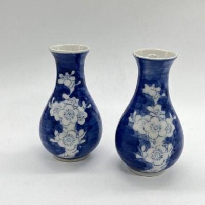 купить Парные вазочки с расписным цветочным декором, фарфор, роспись, Объединение «Гжель», СССР, 1970-1980 гг.