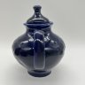 Купить Доливной чайник с объёмным цветочным декором, керамика, кобальт, крытьё, Волгоградский керамический завод, СССР, 1970-1980 гг.