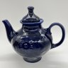 Купить Доливной чайник с объёмным цветочным декором, керамика, кобальт, крытьё, Волгоградский керамический завод, СССР, 1970-1980 гг.